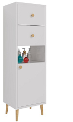 DREJA.eco Шкаф LUNO, 35 см, напольный, правый,  1дв., 2 ящ., 1 откр. полка, белый глянец
