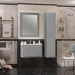 Тумба Opadiris Луиджи 80 подвесная, цвет серый матовый, вар. 2 (под раковину Dreja Эйфория 80)