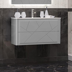 Тумба Opadiris Луиджи 90 подвесная, цвет серый матовый, вар. 2 (под раковину CeraStyle Ibiza 91)