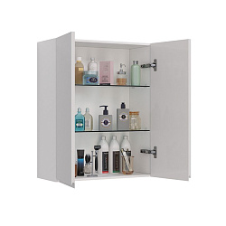 Шкаф зеркальный Lemark UNIVERSAL 80х80 см 2-х дверный, цвет корпуса: Белый глянец