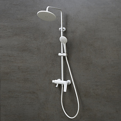 Бронкс Смеситель для ванны с верхней душевой лейкой "Тропический дождь", 3-ф. лейкой, белый