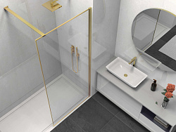 Душевая перегородка Walk-In VSW-1HS100CLG, 1000*2000, брашированное золото, стекло прозрачное, , шт
