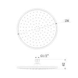 Лейка душевая верхняя, круглая, Ø25,6см, пластик/хром/белый, блистер LM8131C