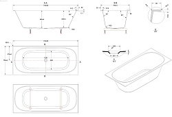 Ванна акриловая Vincea VBT-710-1700, 1700*750*460, цвет белый, , шт