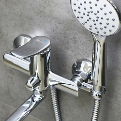 ORTUS Смеситель универсальный с плоским изливом 35 см, кнопочный переключатель, латунь/хром,LM11351C