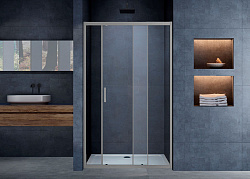 Душевая дверь Alpha VDS-3AL110CLGM, 1100, вороненая сталь, стекло прозрачное, , шт