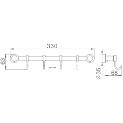 Крючок четверной, хром HB205-4