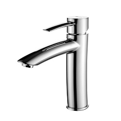 Смеситель для раковины средний, монолитный, высота излива 13 см, длина 14 см, латунь/хромLM3237C