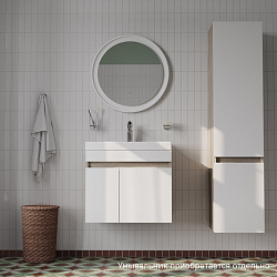 Тумба подвесная с дверцами, 60 см, белая/под дерево, Zodiac, IDDIS, ZOD6AD0i95 подх.ум. 3506000i28