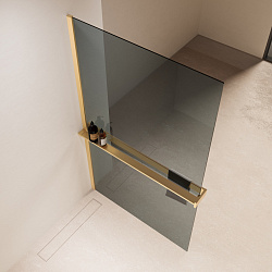 Душевая перегородка Walk-In VSW-1HR100MRG, 1000*2000, брашированное золото, стекло зеркальное, , шт