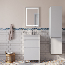 Тумба с умывальником напольная с ящиками, белая, 50 см, Zodiac, IDDIS, подходит ум. 3505000i28