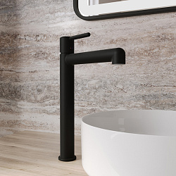 Cмеситель для настольного умывальника, черный матовый, Aiger, IDDIS, AIGBL01i01