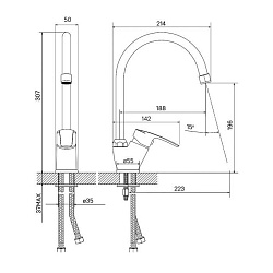 Смеситель для кухни, Ray, Iddis, RAYSB00i05