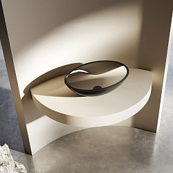 Раковина прозрачная Vincea VBS-6T11B, 500*350*150, накладная, цвет черный, , шт