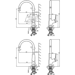 ORTUS Смеситель для кухни с подключением к фильтру питьевой воды, латунь/хром, LM11361C