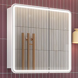 Зеркальный шкаф/LED-подсветка/ИК выключатель на взмах/ (80*80см) Asti /AQUA DE MARCO