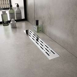 Corpa Nera Grossi/Гросси душевой трап 40 см с гидрозатвором, решетка из нержавеющей стали, хром