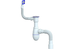 B422 Сифон для мойки с прмоугольным переливом с при-мся выпуском 1 1\2 (40) с винтом 6*40 с нер-й ча