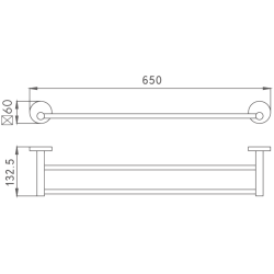 Держатель для полотенец, двойной 600 мм, хром HB9009