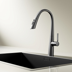 Смеситель для кухни Vincea VKF-176GM, вороненая сталь, , шт