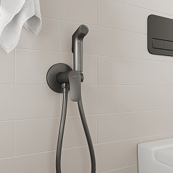 Встраиваемый смеситель с гигиеническим душем, графит, Rora, Milardo, RORGMR0M08