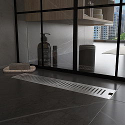 Corpa Nera Grossi/Гросси душевой трап 10х50 с сухим затвором, вертикальный выпуск, нержавеющая сталь