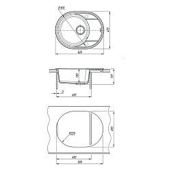 LACHA 620 Мойка кухонная из кварцгранита цвет: грей комплектация: крепеж, сливная арматура с перелив