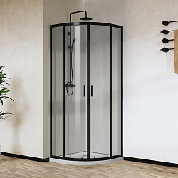 Душевой уголок City VSQ-5CT900CLB, 900*900, черный матовый, стекло прозрачное , , шт