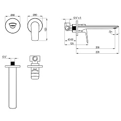 VERBA Встраиваемый смеситель для раковины, излив 22,9 см, латунь/хром, LM11426C