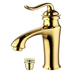 Смеситель для раковины, монолитный, высота излива 8 см, длина 11 см, с донным клапаном клик-клак, ла