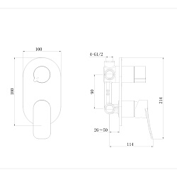 Cмеситель для встраиваемых душевых систем с дивертором на 2 режима (без аксессуаров), хром