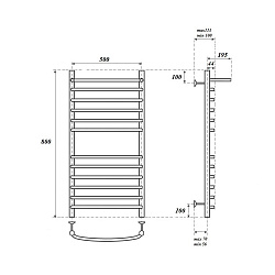 Полотенцесушитель электрический Point Альфа PN05158SPE П11 500x800 с полкой левый/правый, хром