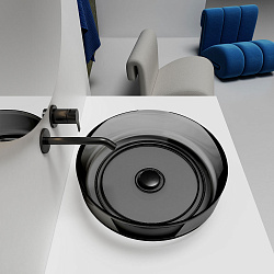 Раковина прозрачная Vincea VBS-6T16B, 450*450*130, накладная, цвет черный, , шт