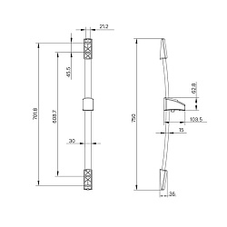 A30311 Стойка д/душа с мыльницей 760мм