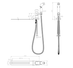 Смеситель  с гигиеническим душем, устанавливаемый на унитаз, хром/белый