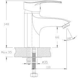 Смеситель для раковины, латунь, хром HB1070