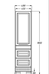 Пенал Opadiris Оникс правый Белый глянцевый с серебряной патиной