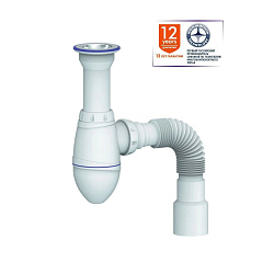 A120 CИФОН ДЛЯ ТЮЛЬПАНА, УМЫВАЛЬНИКА С ЛИТЫМ ВЫПУСКОМ 1 1/2  И С ГИБКИМ СОЕДИНЕНИЕМ д.40 х 40/50