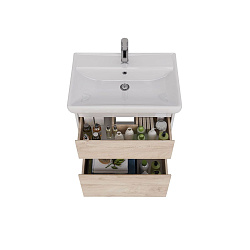 Тумба Lemark COMBI 70 см под 1 раковину, подвесная/напольная, 2 ящика, цвет фасада: Дуб кантри, цвет