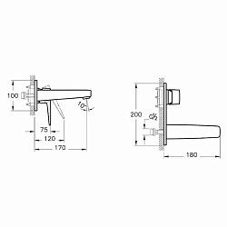 ВЫВОД Root Square Встроенный смеситель для раковины, медь, A4273829EXP