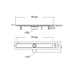 Душевой лоток SAY OPTIMA 601.70.B.M.S.DUZ, 70 см, матовый черный, , шт