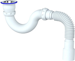 G32 СИФОН ДЛЯ ДУШЕВОГО ПОДДОНА ПРЯМОТОЧНЫЙ С ВЫПУСКОМ 1 1/2 "40 С ВИНТОМ 6*40 С Н/Ж ЧАШКОЙ С ГИБКИМ 