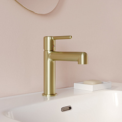 Cмеситель для умывальника, золотой матовый, Aiger, IDDIS, AIGMG00i01