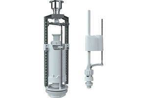 Комплект арматуры  клапан спускной и наполнительный  с нижней подводкой (кнопка хром) SM_N/H
