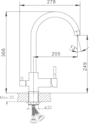 Смеситель для кухни с подключением фильтра, нержавеющая сталь, черный HB43828-7