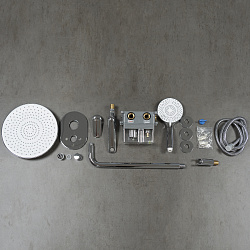 VERBA Встраиваемый смеситель с верхним душем Ø25 см, лейка для душа Ø120 мм, латунь/хром, LM11422C