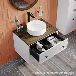 Тумба подвесная, со столешницей МДФ, макадамия орех, 70 см, белый матовый, Torr, IDDIS, TOR70WMi95K 