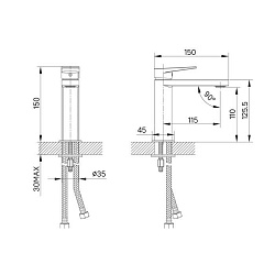 ВЫВОД Смеситель для умывальника, Bridge, IDDIS, BRDSB00i01