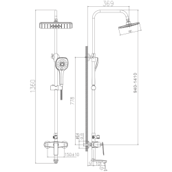 Душевая система, тропический душ, латунь, белый/хром, HB24548-8