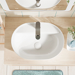 Раковина накладная Pragma Nanta, с отверстием под смеситель, белая глянцевая, NAN1.GWFL.024